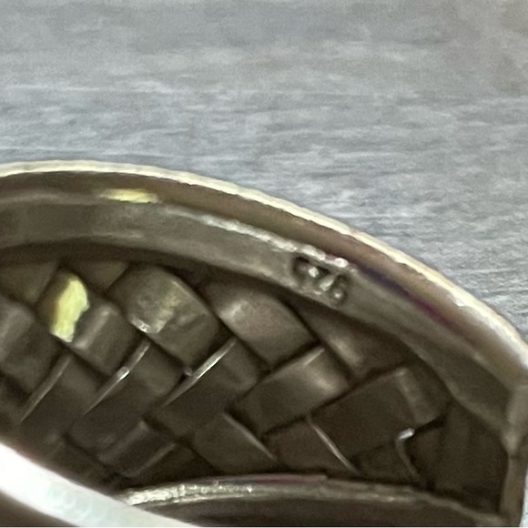 Sterling Silver 925 Adjustable Basket Weave Concave Ring Size 8 - Picture 7 of 8